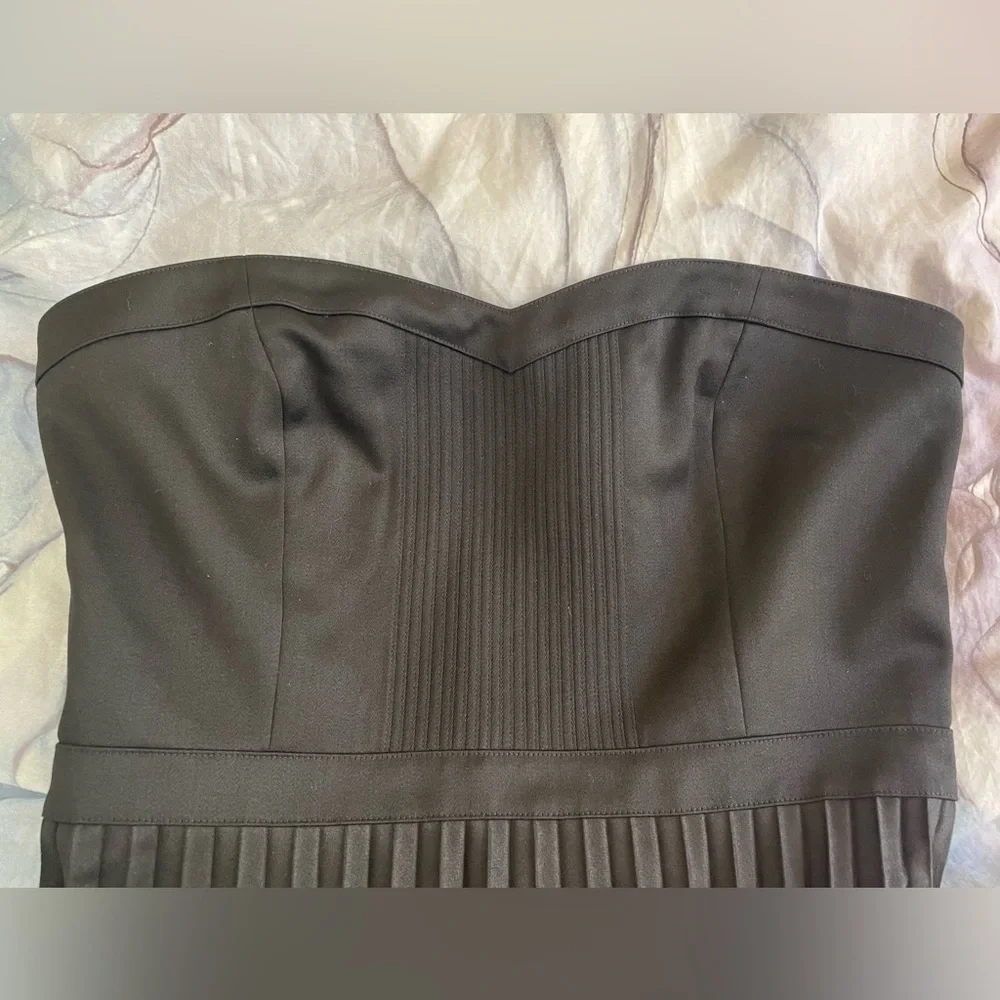 RARE J Crew Black Strapless Virgin Wool Tuxedo Midi Dress, Size 10 - Picture 3 of 4